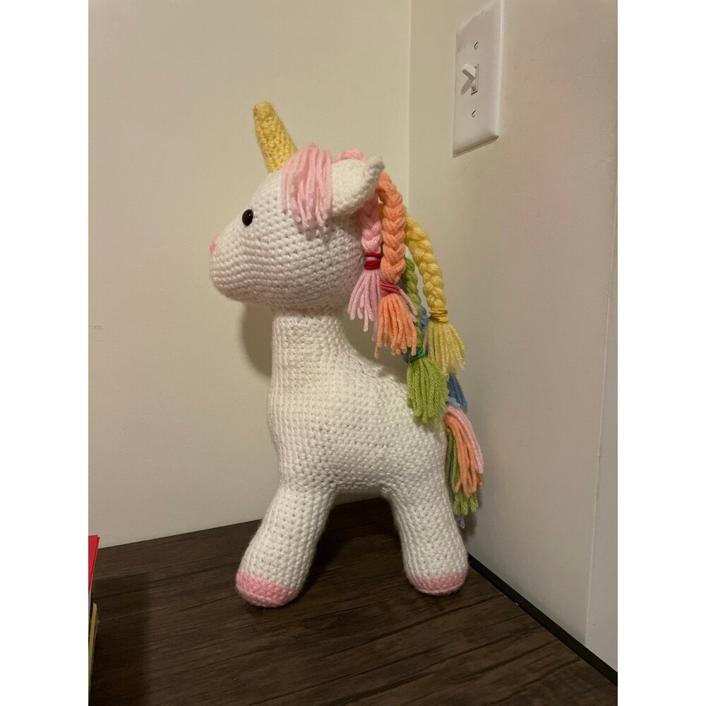 Handmade Crochet Amigurumi Unicorn Plushie Stuffed Animal Rainbow‎ 18" Tall